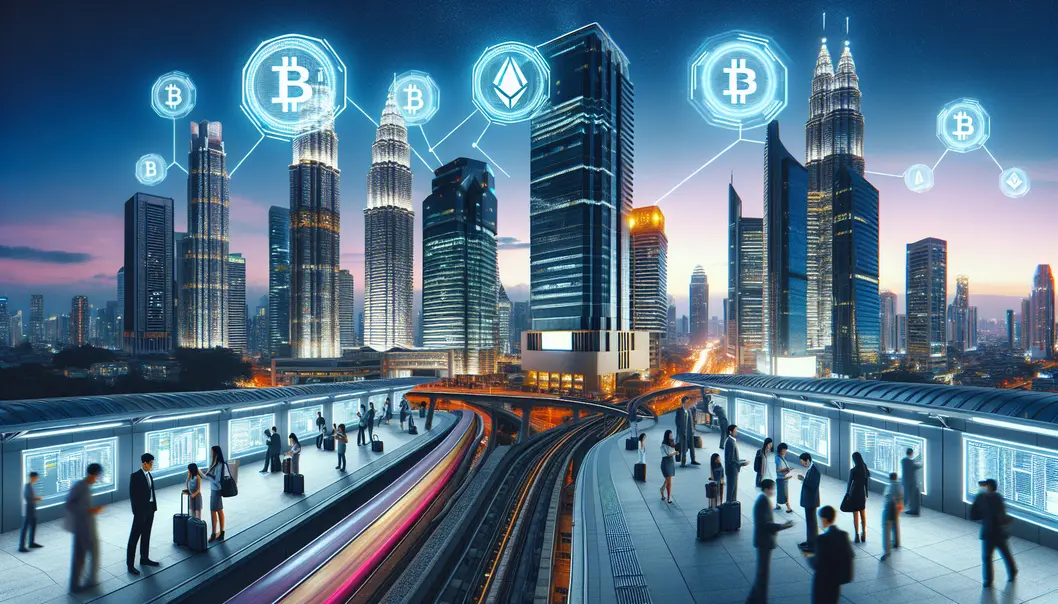 Illustration showing Bitcoin price trends alongside digital currency symbols.
