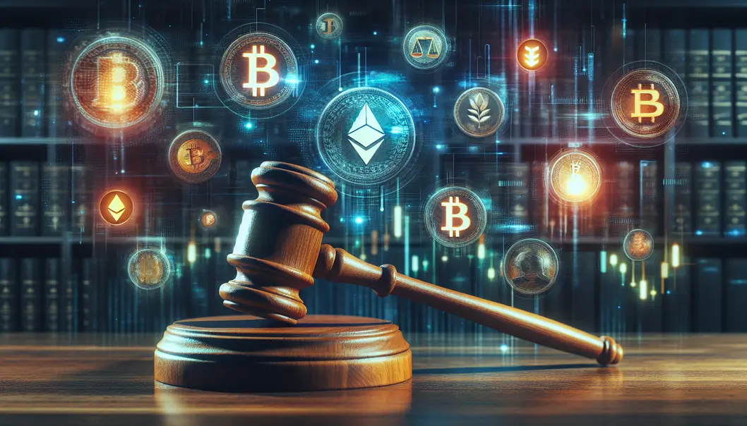 Illustration showing Bitcoin price trends alongside digital currency symbols.