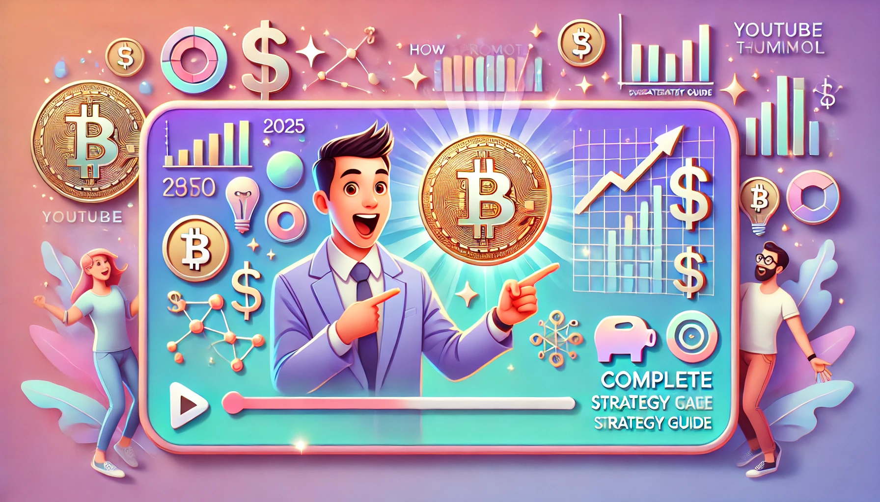 DALL·E 2025 06 09 10.12.32 An eye catching YouTube thumbnail in pastel color tones with the title How to Promote a Crypto Exchange as an Affiliate in 2025 Complete Strategy Gu