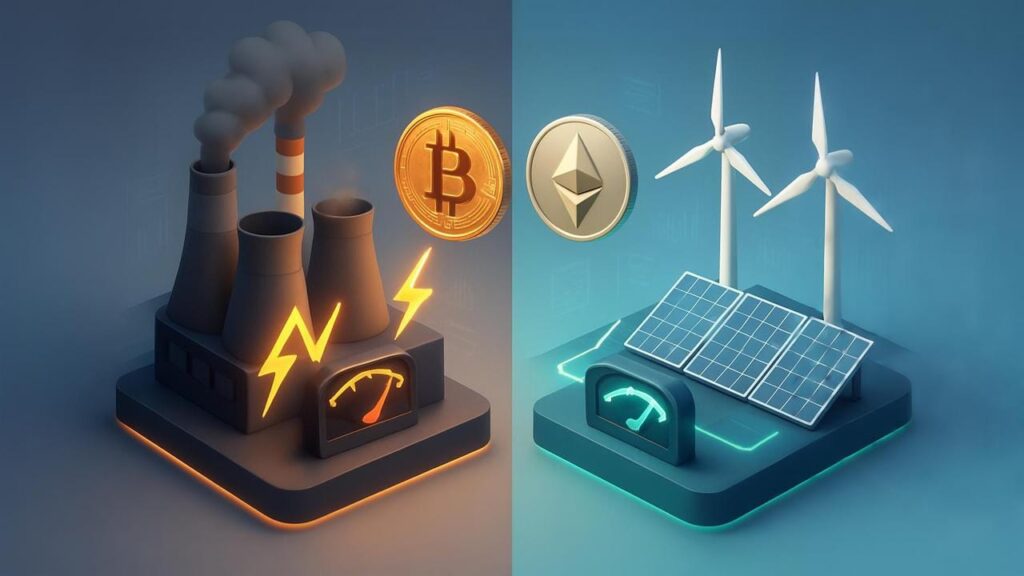 cryptocurrency energy consumption PoW vs PoS environmental impact