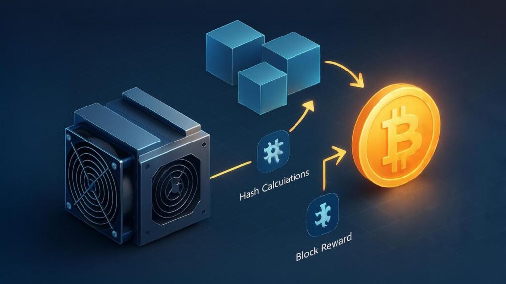 Bitcoin Proof of Work mining process ASIC miners 2025