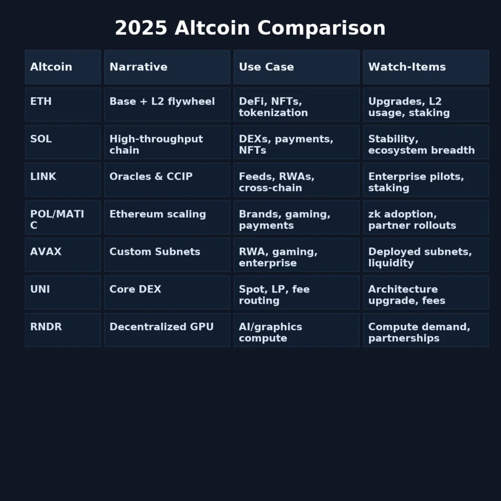 best altcoins comparison 1