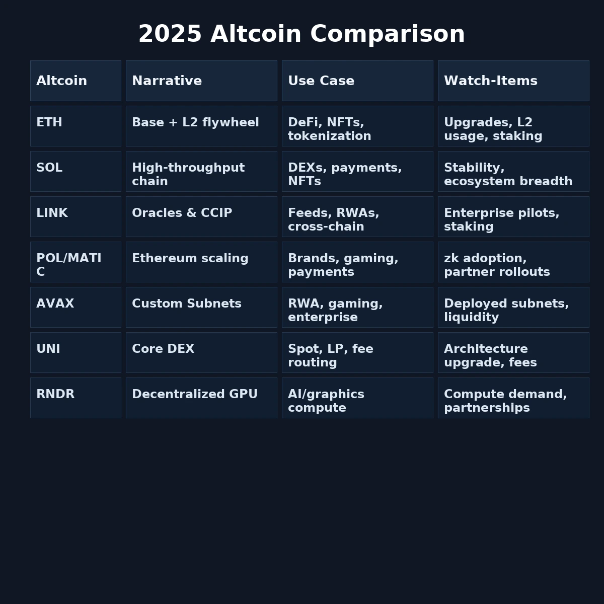 Best Altcoins to Buy Now (2025): A Search-First, Data-Led Guide 29 best altcoins comparison 1