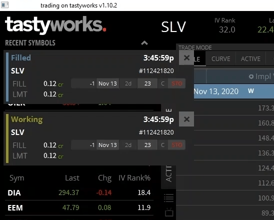 Trade example – Call option short (sell)