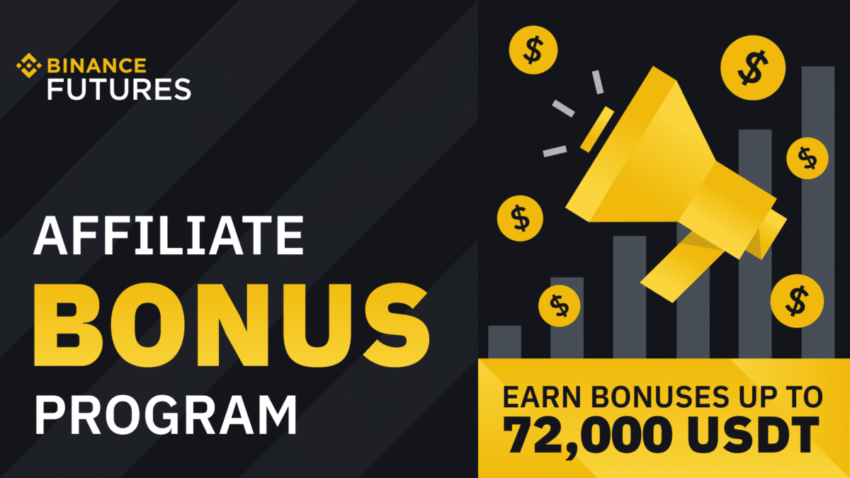 Binance Futures Affiliate: 50% Commission + 72K USDT Bonuses 25 Binance futures affiliate dashboard displaying 50% commission rates and 72000 USDT monthly performance bonuses