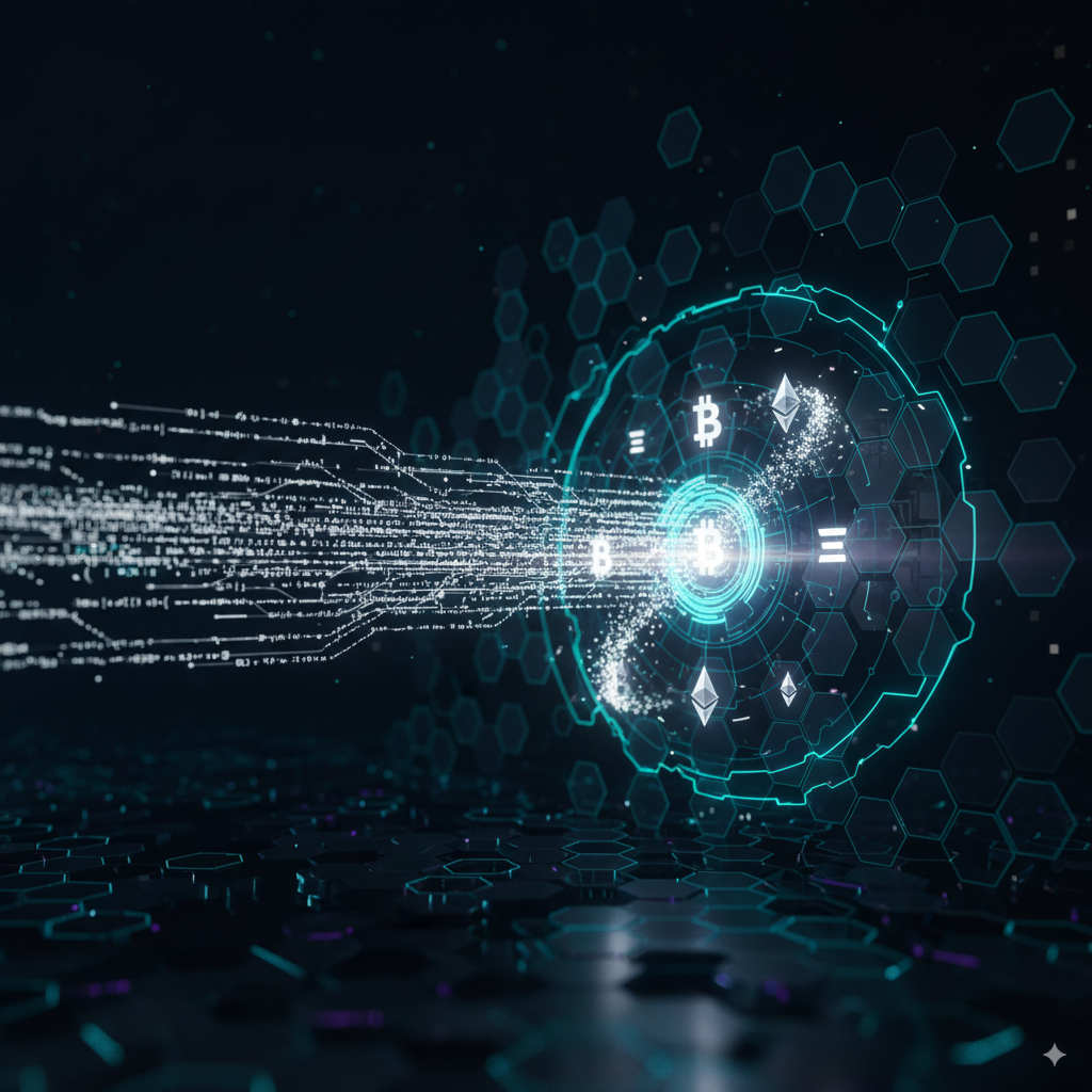 Unlocking the Secrets: How Crypto Code Powers the Blockchain Revolution 24 Crypto code flowing into blockchain networks với crypto symbols