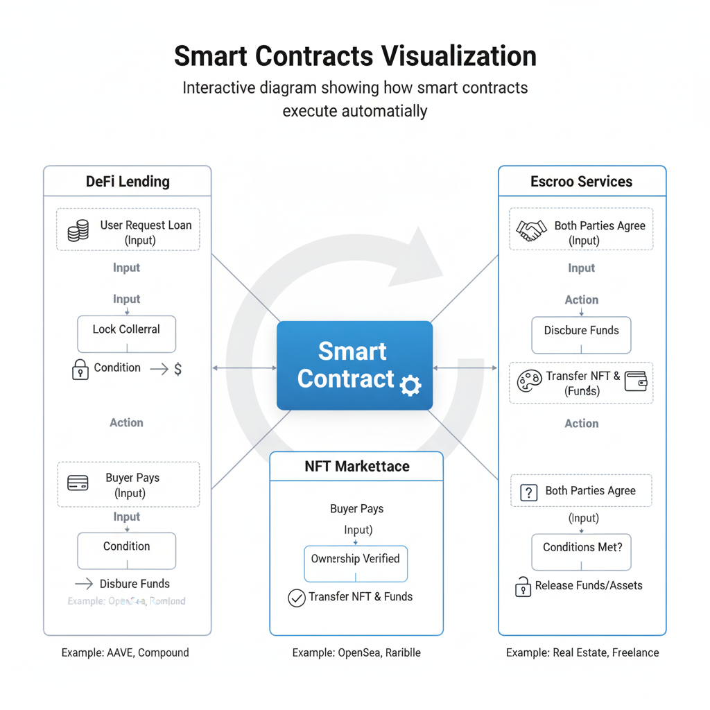 Unlocking the Secrets: How Crypto Code Powers the Blockchain Revolution 4 Interactive diagram of smart contract execution with DeFi and NFT examples