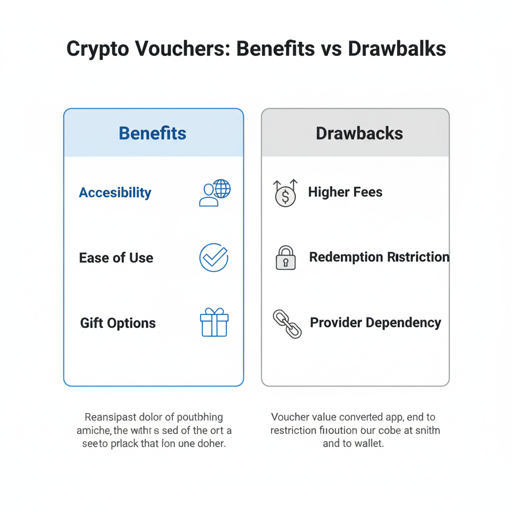 Crypto Vouchers: The Easiest Gateway to Digital Currency for Beginners and Pros 3 Visual comparison chart showing advantages vs disadvantages với supporting icons