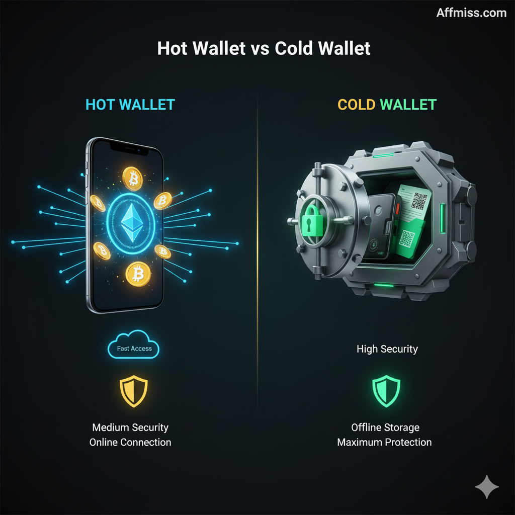 Hot wallet vs cold wallet security comparison for cryptocurrency storage