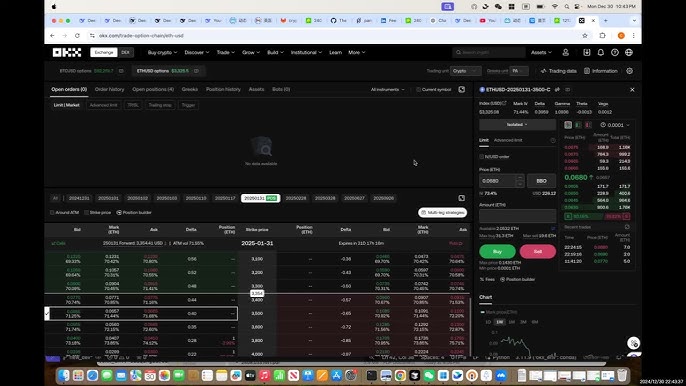OKX Exchange Review — BTC options chain with unified account showing shared margin